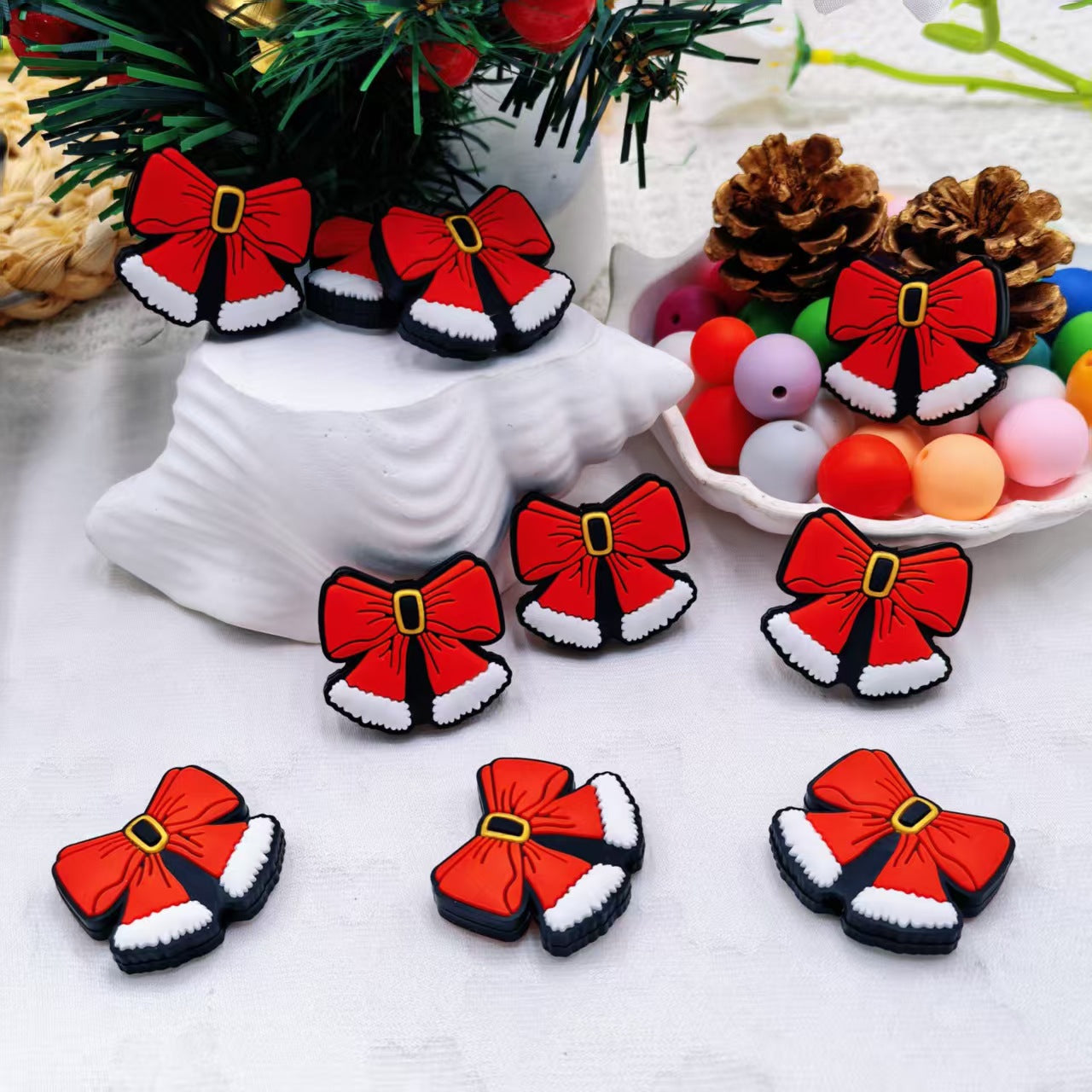 Wholesale 10pcs/pack 2D Christmas  Cartoon Focus Beads  DIY Silicone Beads
